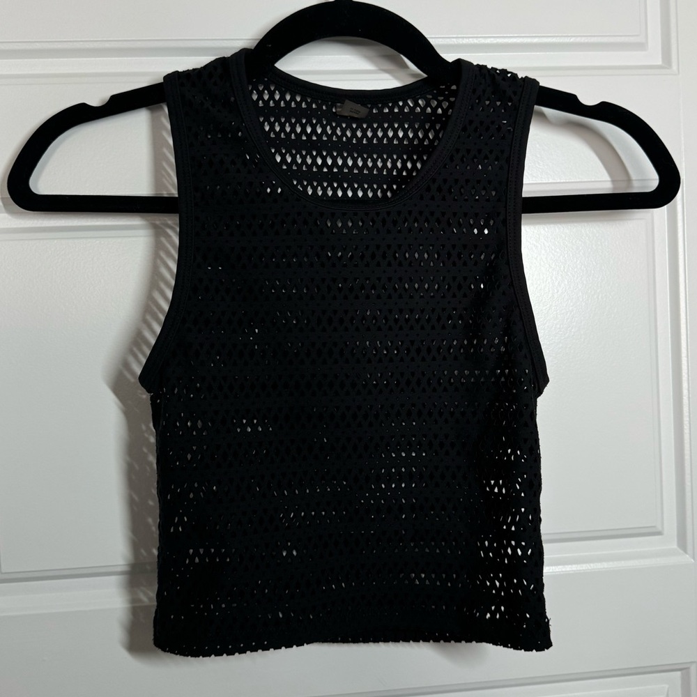 Beyond Yoga Black Mesh Crop Top Women’s XS Breathable Athletic Tank